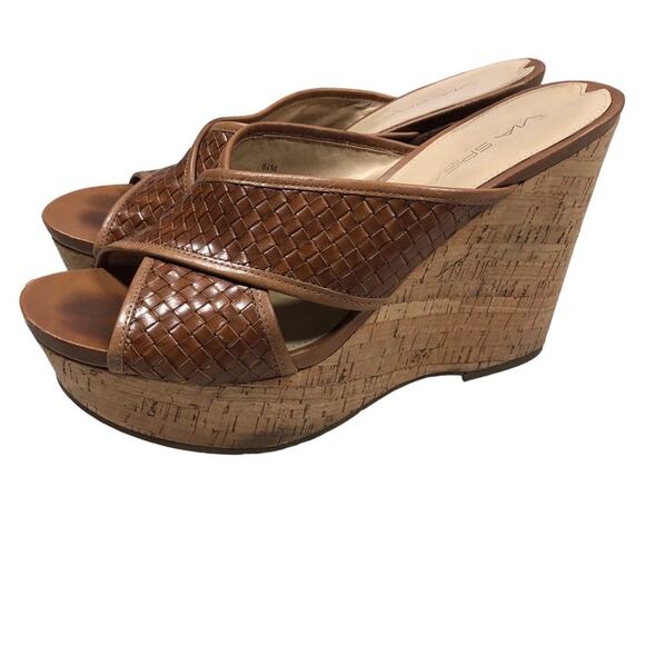 Cork platform leather woven sandals by Via Spiga 8.5 - Picture 3 of 9